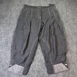 Animale Gray Contrast Stitch Cropped Pleated Trousers Size 8 US Trousers Cuffed